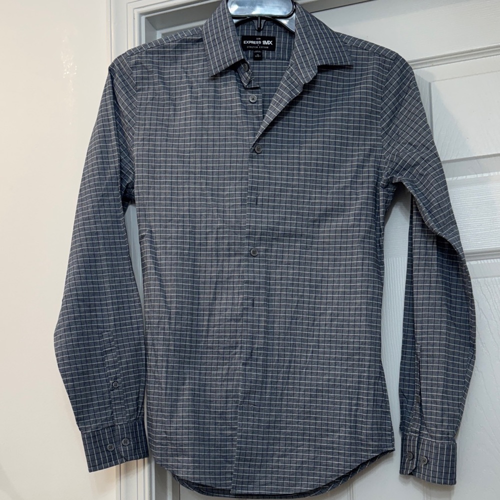 Express Men's Gray Checkered Shirt